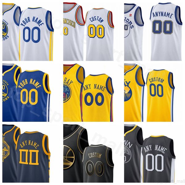 

screen print basketball draymond green jersey 23 thompson 11 stephen curry 30 poole 3 eric paschall 7 blue white yellow breathable for sport, Black;red