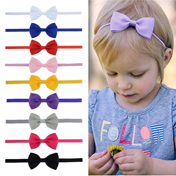 18 colori Cute Kids Bow Fasce per capelli Ragazza Baby Ribbon Toddler Flower Bow Fascia per capelli Copricapo