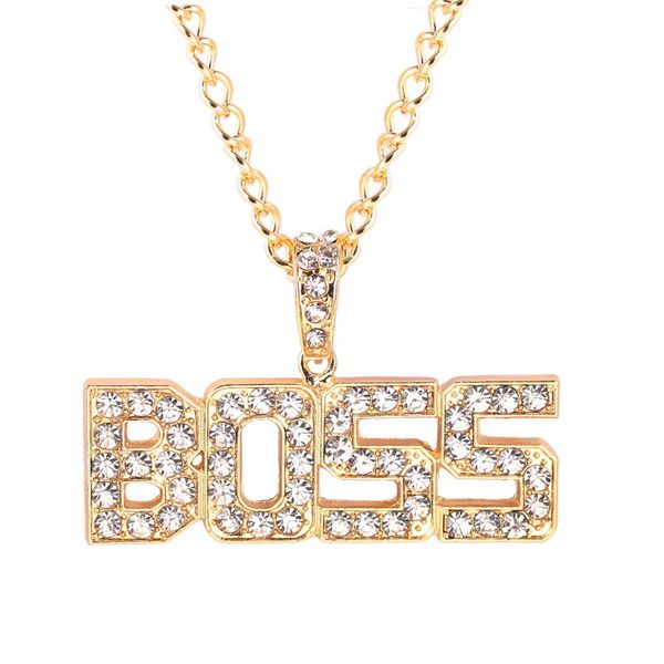 

boss necklace beautiful alloy link chain gold colour necklaces jewelry gift for men and women, Silver