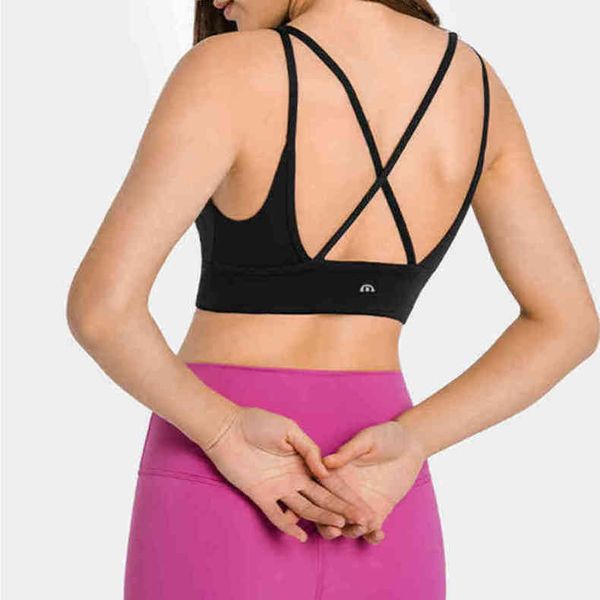 

bras lulu brand vest back sports underwear cross fitness bra nude elastic yoga suit female lu-dw172 ku09, Red;black