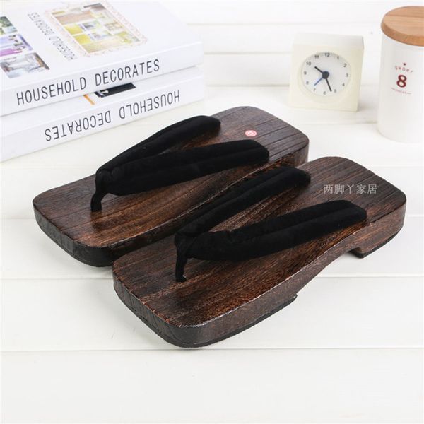 

mazefeng shoes print wood geta sandals men chinese geta clogs classial wooden slippers mens flip flops japanese clogs y200107, Black