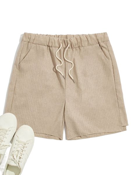 

extended sizes men asymmetrical hem drawstring waist shorts 66fj#, White;black
