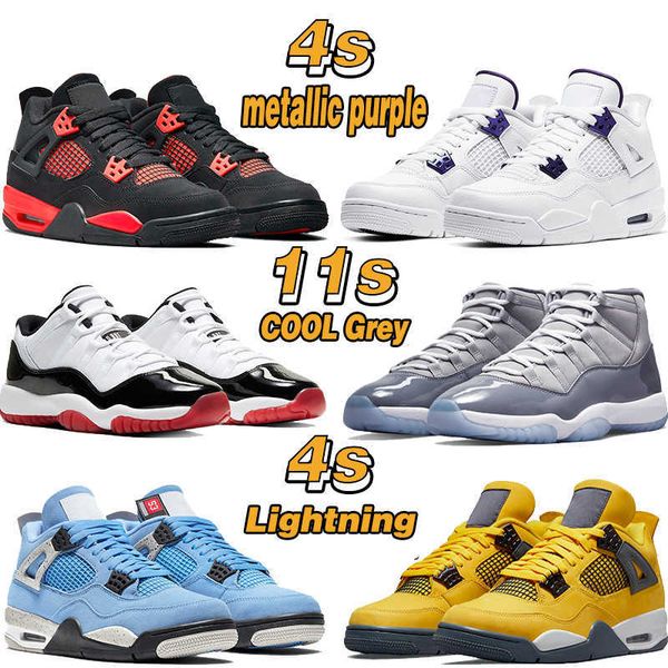 

2022 metal purple boots basketball shoes 4 4s red thunder university blue tour yellow 11 11s cool grey animal instinct 25th anniversary, Black