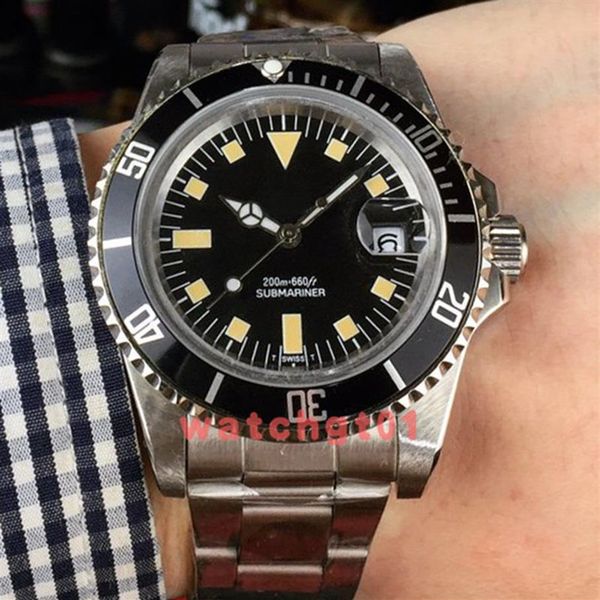 

classic mens watches men vintage no date automatic mechanical movement matte dial snowflake relojes steel band watch watches wrist221p, Slivery;brown
