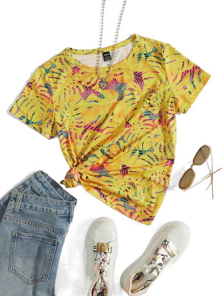 

tropical print tee 42in#, White
