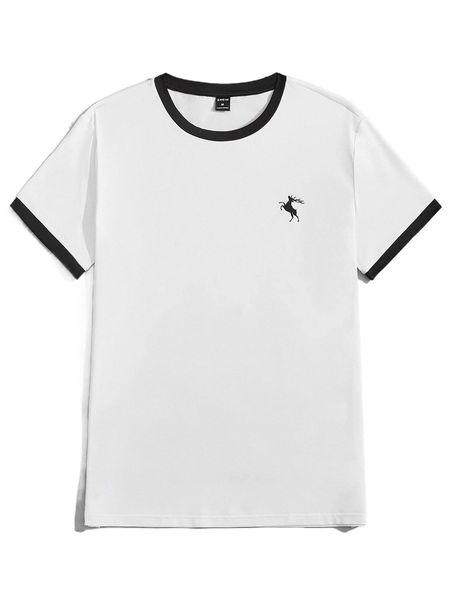 

men contrast trim elk print n6kc#, White;black