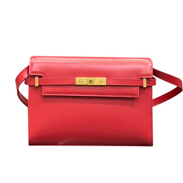 

designer bags genuine leather retro baguette red single shoulder bag 29cm