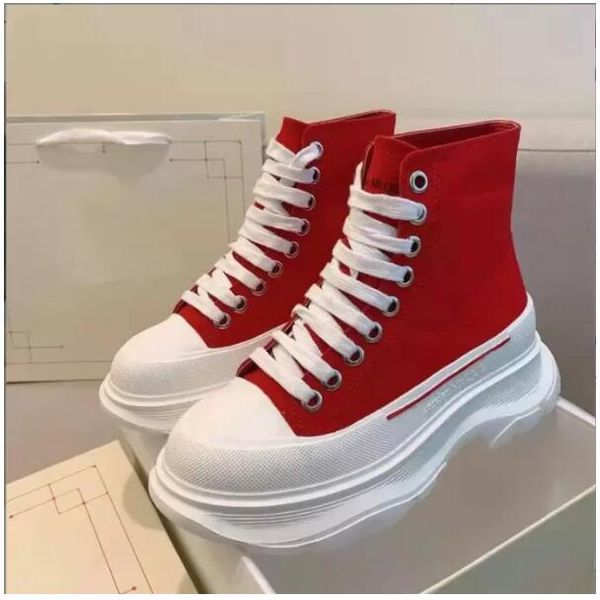 

luxury designer women men tread slick boots leather canvas lace-up rubber round toes platform genuine leathers lining fashion, Black