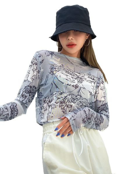 

dazy figure graphic sheer h1he#, White