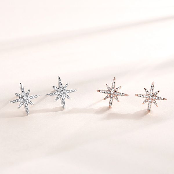 New Star Sterling 925 Brincos de garanh￣o Women Classic Designer Sparkling S925 Silver Elegante Glitter Ear Jewelry Gifts for Feminino