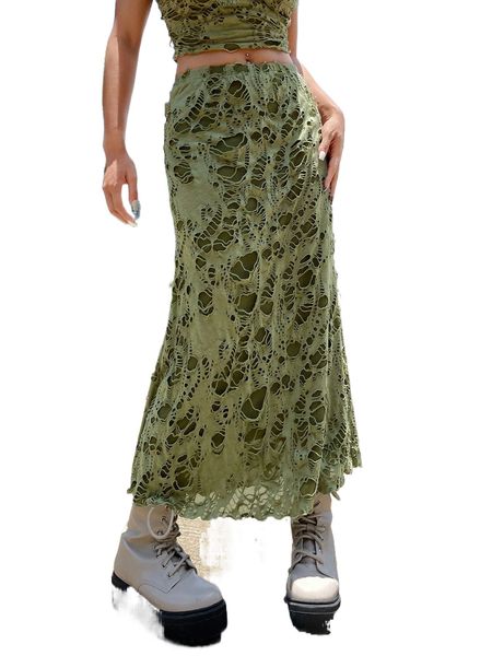 

high waist ripped skirt o3i3#, Black