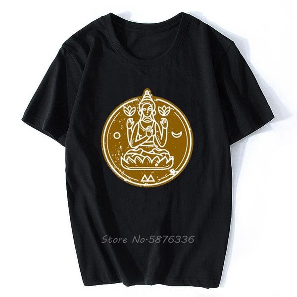 Erkek Tişörtler Sıkıntılı Meditasyon Yoga Zen Manevi Barış Kadınları Mavi T-Shirt Erkekler Pamuk O-boyun tshirt hip hop tees Streetwear Harajuku