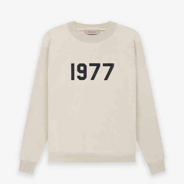 

essentials of god 8th collection 1977 letter print sweatshirt 1:1 quality hip hop streetwear loose pullover hoodie, Black
