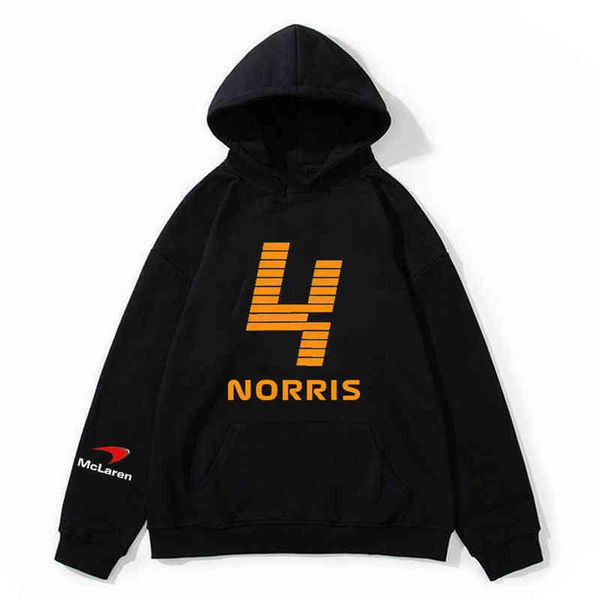 

mens hoodies 320g heavy fabric cotton f1 mclaren team lando norris print harajuku men hoodie clothes hip hop hoody elastic american fashiona, Black
