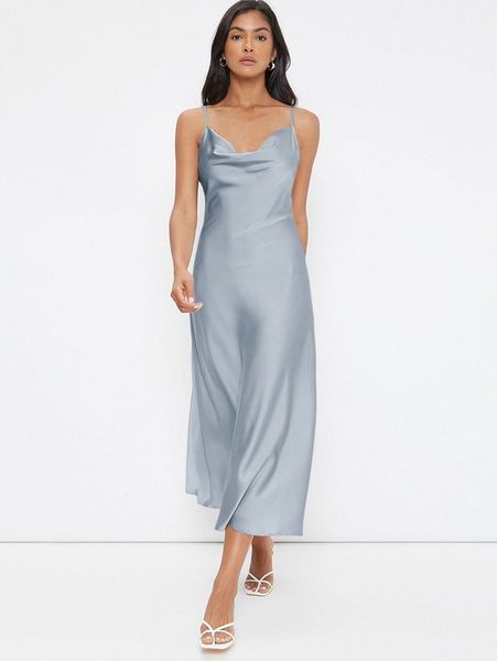 

cowl neck solid slip dress e7dg#, Black;gray