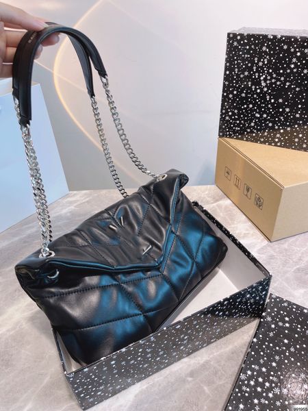 

designers shoulder bag luxurious tote purse handbag message bags cluth brand classic genuine leather crossbody original box silver chain 29c