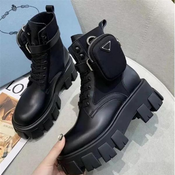 

women designers rois boots ankle martin and nylon boot military inspired combat nylon bouch attached to the with bags251w, Black