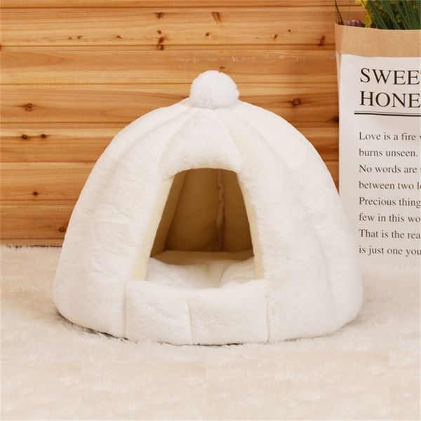 Pet Gato Dog Cute Casa Casa Mate quente Definição macia e removível Cesta de animais de estimação Tyteps Fruit Fruit Pumpkin House para Cat Dog House 210224