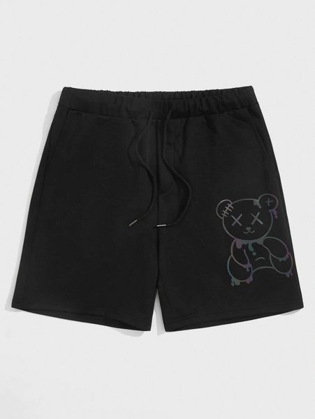 

men cartoon graphic drawstring waist shorts c3pg#, White;black