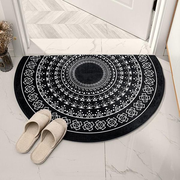 Halılar İskandinav Yarı Direktif Giriş Kapısı Mat Geometrisi Bohemia Bathmat Yumuşak kaymaz hoş geldiniz katlar Beyaz Siyah Grafik Halı Yatak Odası