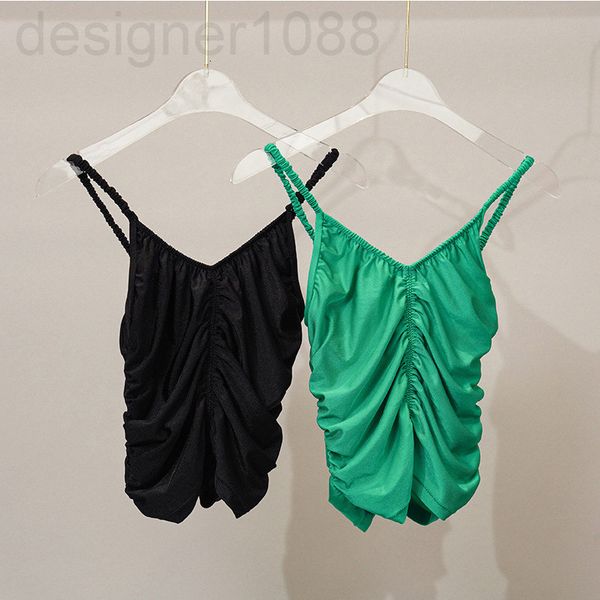 

women's tanks & camis designer []aw king spring and summer sleeveless pleated slim fit backless v-neck short vest bottomed women 16wq, White