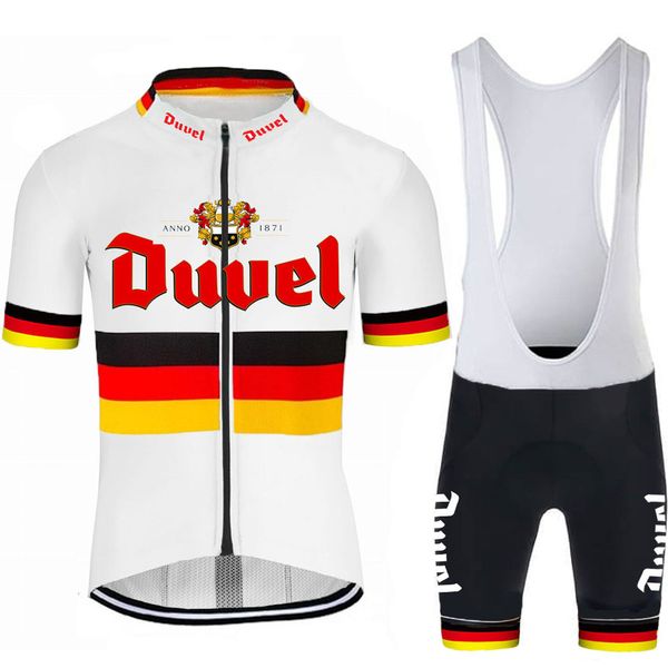 Duvel Beer Herren-Radtrikot-Set, Rot, Pro-Team-Radsportbekleidung, 19D-Gel, atmungsaktives Polster, MTB, Straße, Mountainbike, Rennbekleidung