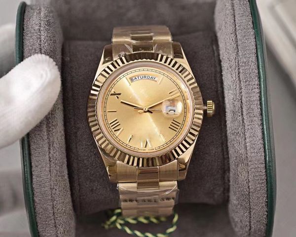Relógio montre homme de alta qualidade Automático Mecânico Aço inoxidável ouro e prata diamante Relógio de luxo clássico preto masculino designer Daydatt Roles Relógios de pulso