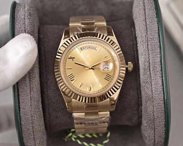 Relógio montre homme de alta qualidade Automático Mecânico Aço inoxidável ouro e prata diamante Relógio de luxo clássico preto masculino designer Daydatt Roles Relógios de pulso