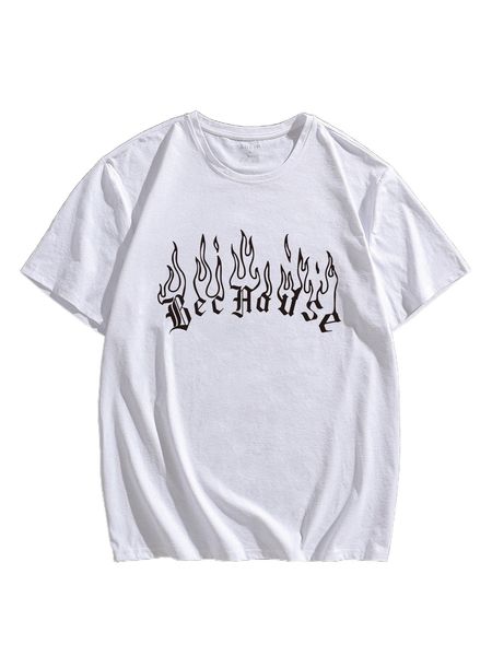 

men fire & letter graphic tee h9eq#, White;black