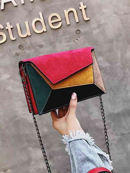 

bag brand designer fashion dinner luxury shoulder handbag colorblock flap chain square superior quality genuine shopping wallet
