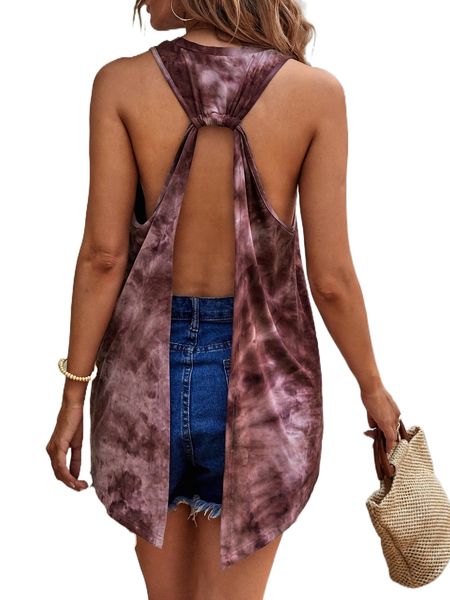 

tie dye split back tank j0i0#, White