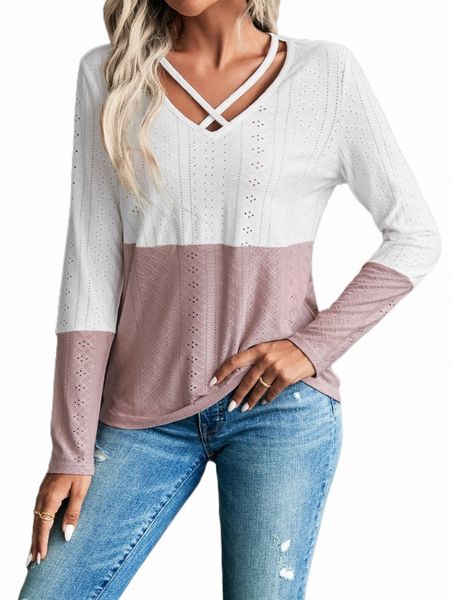 

two tone crisscross front tee 60tg#, White