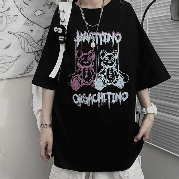 

women t shirt harajuku y2k kawaii o neck fashion oversized japanese anime cartoon short sleeve t shirts tee 220603gx, White