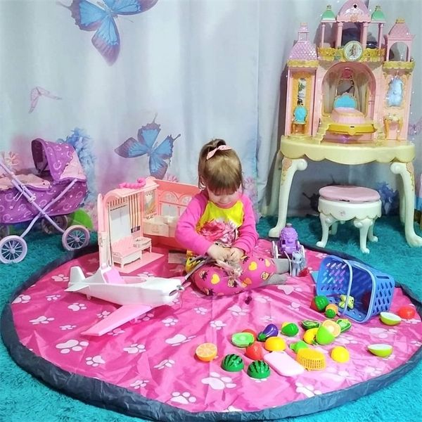 

safebet portable kids toy organizer storage bag and play mat child toys organizer storgae bag organizer for toys y200714, Blue;pink