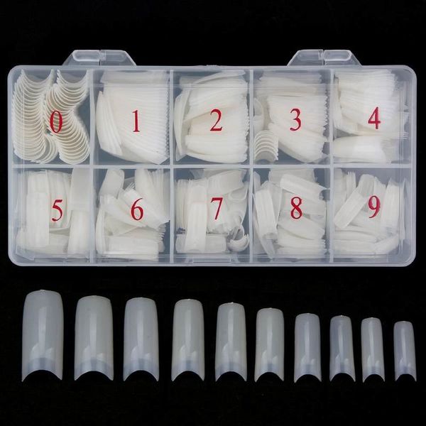 

500pcs/box Acrylic Tips Fake with Design Transparent Nail Capsules Artificial Half Cover French Manicure False Nails 220725, Black