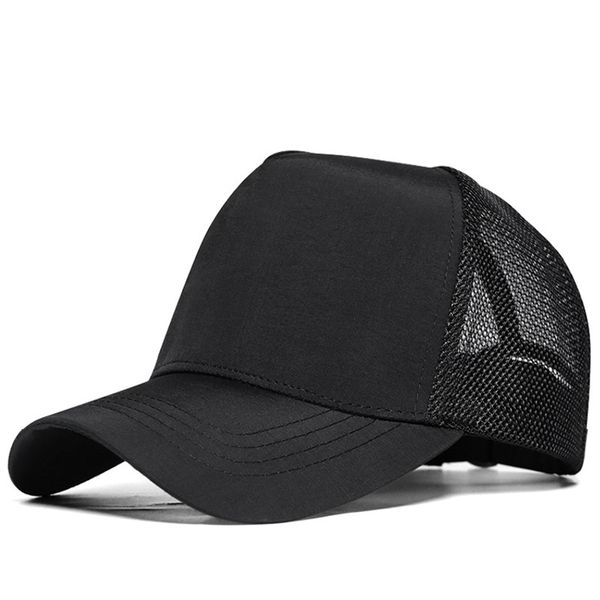

spring high hard water proof big size baseball hat man woman plus size mesh trucker cap 55-60cm 60-65cm, Blue;gray