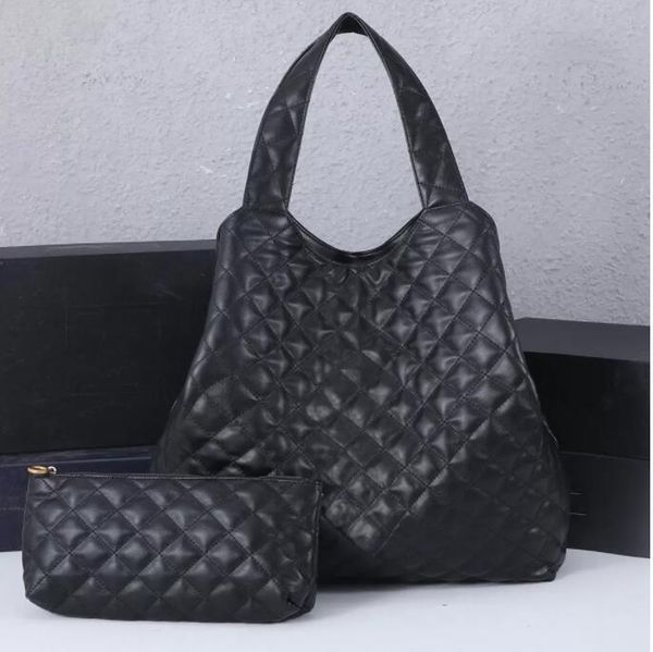 

Fashion Shopping Bags Bag Genuine Leather Check Women Handbag Designer Shoulder Tote Top Quality Large Beach Bags S Travel Crossbody Purses Black