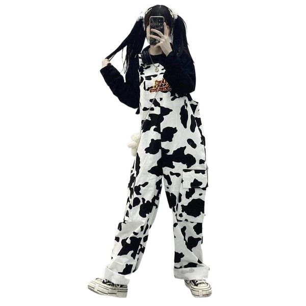 

autumn street harajuku lattice print women jumpsuits sleeveless jumpsuit female loose casual mujer women's & rompers l9wc#, Black;white