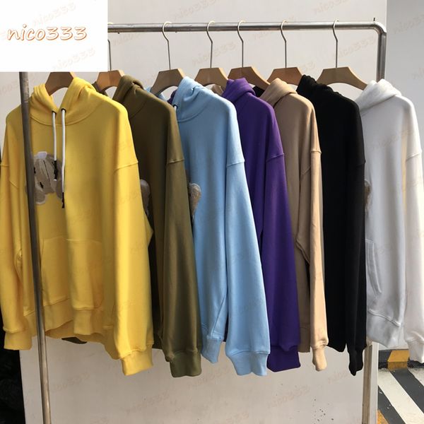 

22ss hoodie broken head bear black white purple light blue khaki green yellow cotton loose versatile men women fashion jacket