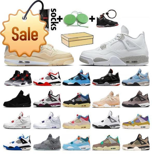 

50color with box jumpman 4 sail white oreo mens basketball shoes 4s fire red infrared shimmer travis trainers black cat university blue o