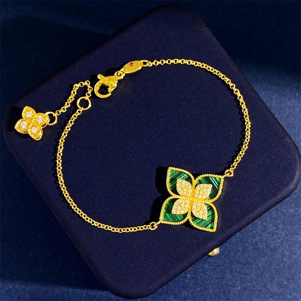 Neue Ankunft Fashion vier Blattklee Anhänger Pullover Kette Armbänder Designer Schmuck Gold Sier Mutter von Perlengrün Blumen Bankel Link Kette Damengeschenk