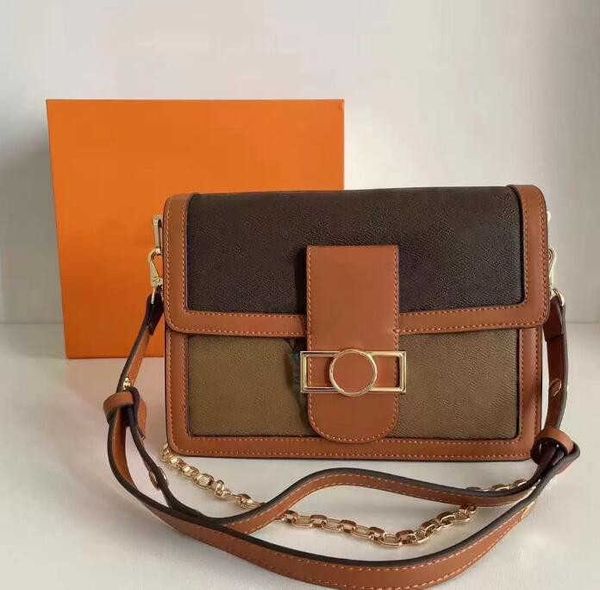

famous designers shoulder bags dauphine-bag handbags lady leather metal hasp and chain interior zipper handbag lady-fashion cross body coin