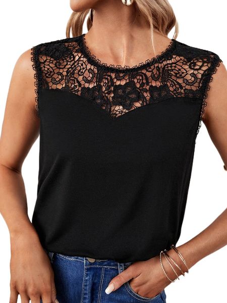

guipure lace panel tank k2jk#, White