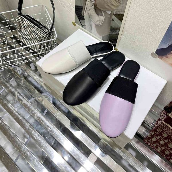 

dress shoes genuine leather women shoes slippers sewing seam mesh designer toe round spring leisure, Black