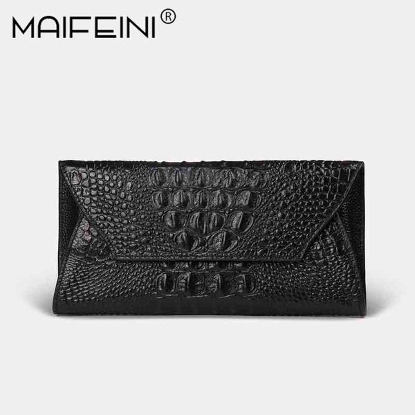 

wallets bags 2022 new women's purse hand bag fashion crocodile leather mobile phone bag, Red;black
