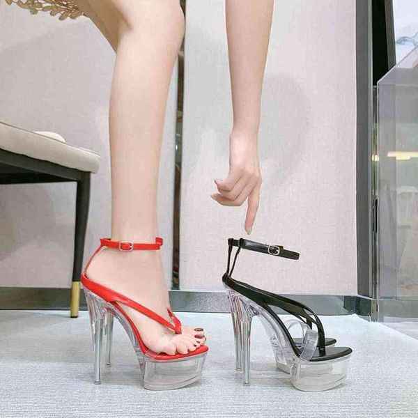 

shoes sandals dress women summer crystal high heels women's platform femmes sandales flip flops aczz, Black