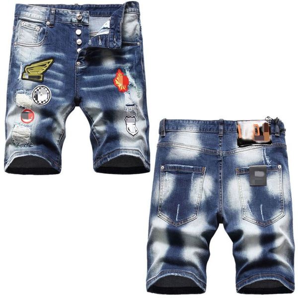 

2022 new men's jeans clothing hole apparel ripped fashion short jeans shorts mm1hf18d, Blue