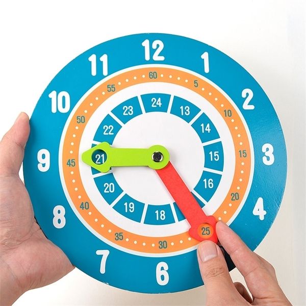 Kids Montessori Wooden Clock Horário de ensino Auxílios de ensino Eonal Toys for Childre