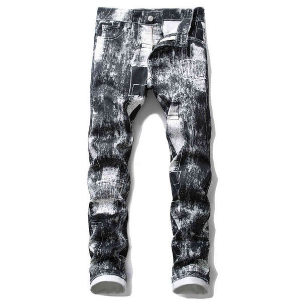 

men's pants printed casual pants men's slim fit korean white flower fashion nightclub trendy 5653 y0fv, Black