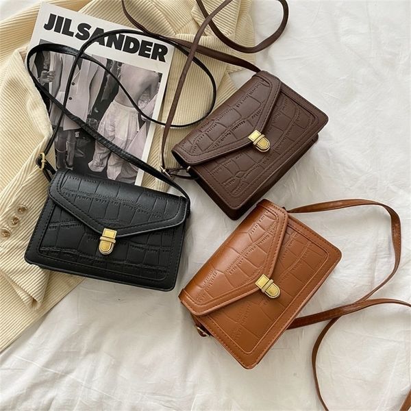 

autumn new women's stone pattern single messenger fashion texture lock solid small square women qln3 purses outlet online